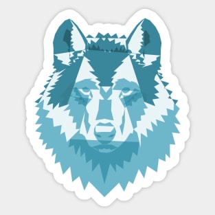 Geometric Blue Wolf Sticker